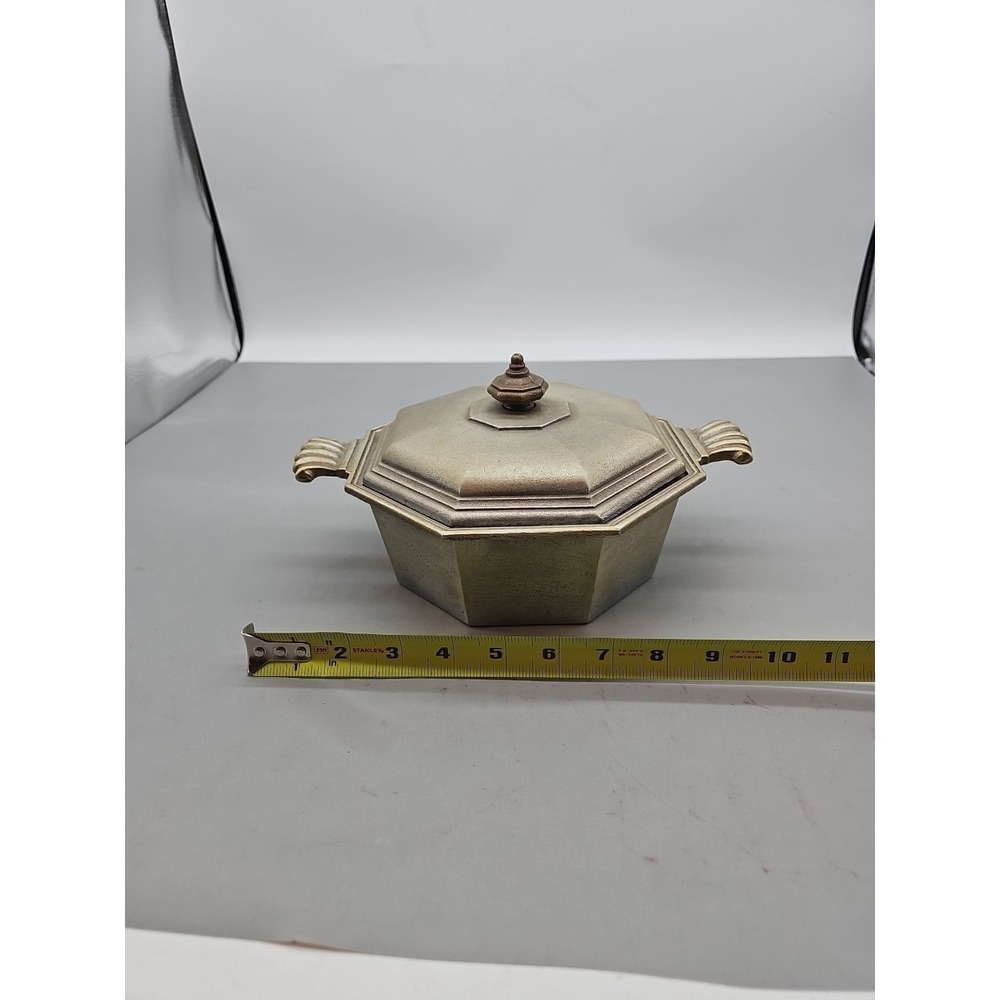 International Silver Co Pewter Covered Casserole Dish With Lid Rustic Farmhouse